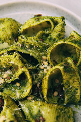pasta with pesto and nuts