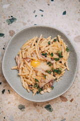 pasta with cheese  and eeg