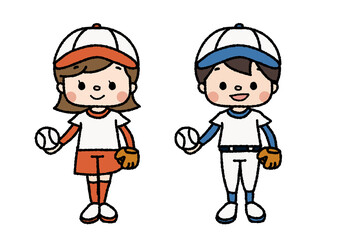 野球部員のイラスト　習い事・部活・趣味　カラー