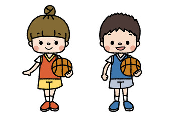 バスケットボール部員のイラスト　習い事・部活・趣味　カラー
