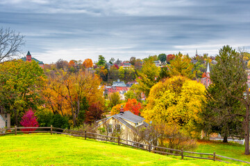 Historical Galena Town view at Autumn in Illinois of USA
