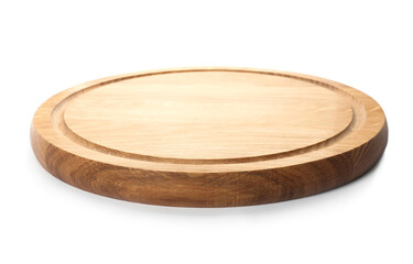 New wooden board isolated on white. Cooking utensil