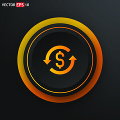  Money back flat sign. Single flat icon on black background.