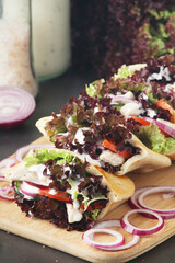 Pocket pitas with chicken salad