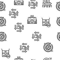 Circular And Linear Economy Model Vector Seamless Pattern Thin Line Illustration