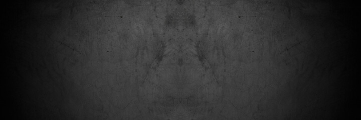 Old wall texture cement dark black gray panorama background abstract grey color design are light with white gradient background.