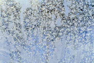 the first snow falls on the car's glass at the beginning of winter