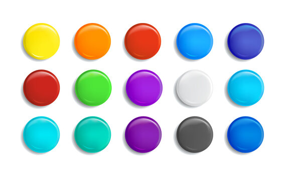 set of colorful transparent buttons with glass frames music player isolated on grey background