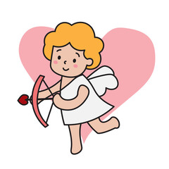 Cupid with bow and arrow. Cute vector illustration for Valentine's day