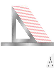 Draw parallel lines on a landscape sheet using a ruler and a triangle.