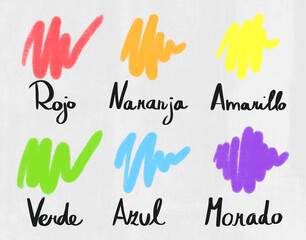 spanish colors bacgroung for learning new spanish words for kids poster