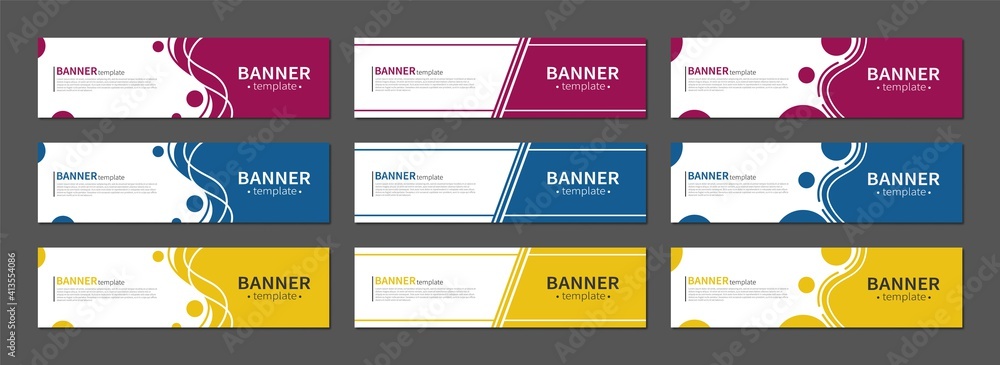 Poster Set of abstract banners. Vector horizontal template banners. Template ready for use in web or print design.