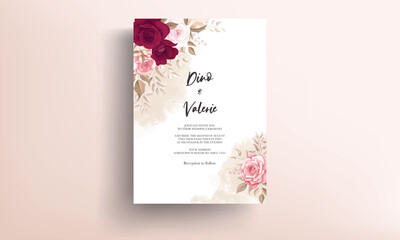 Elegant wedding invitation card with beautiful floral ornaments