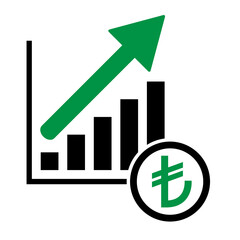 Growing economic symbol, flat modern button icon, object isolated on white background