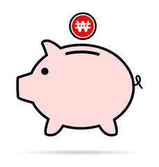 Piggy bank flat icon, sign vector with won web symbol. Money income, economic graphic button