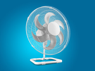 White fan with metal base and grilles