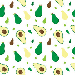 Avocado fresh fruit seamless abstract pattern on white background vector design