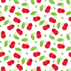 Cherry fresh fruit seamless abstract pattern on white background vector design