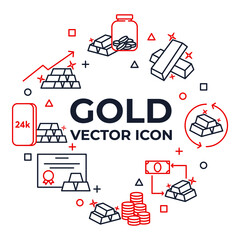 Set of Gold icon. Gold pack symbol template for graphic and web design collection logo vector illustration