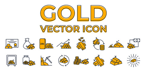 Set of Gold icon. Gold pack symbol template for graphic and web design collection logo vector illustration