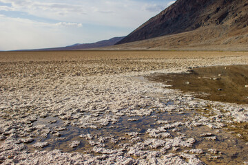 dried up salt lake badwater in death valley