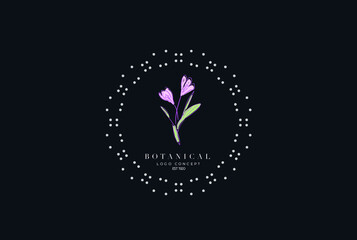 Crocus minimal botanical flower logo design