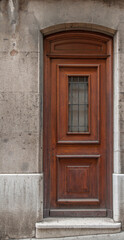 Fototapeta na wymiar external wooden entrance doors to houses