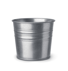 Front view of unpainted tin bucket