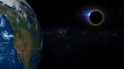 partial solar eclipse 3d illustration