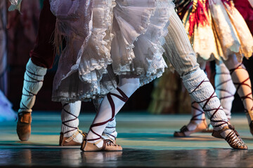 Closeup of ballerinas dancing. French style costume © Ruslan