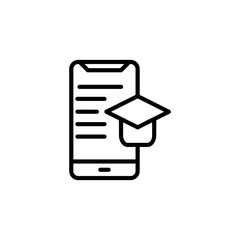 Online graduation icon with line style. Icons for online learning and home study.