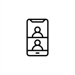 Mobile virtual meeting icon with outline style. Icons for online learning and home study.