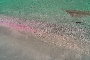 Elafonisi island - paradise with wonderful beach with pink coral sand and crystalline turquoise waters, island of Crete, Greece 