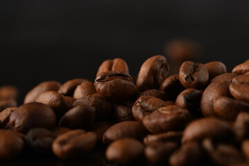 Coffee beans. Isolated on a black background.