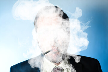 Man fogged with cigarette