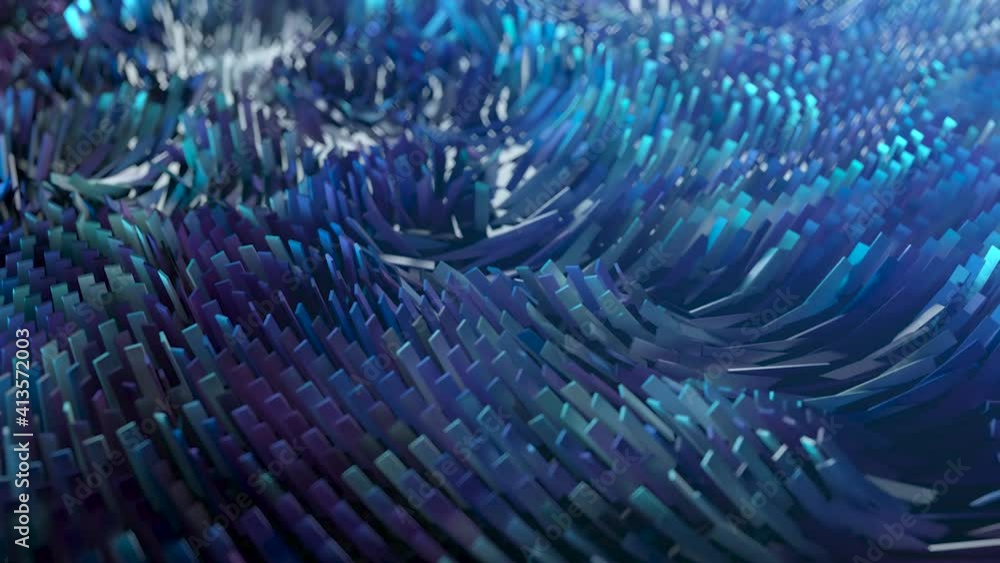 Poster abstract background of thousands of rectangles creating a wave surface. modern neon lighting. busine