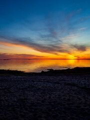 Midnight sun over the sea