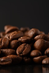Coffee beans. Isolated on a black background.