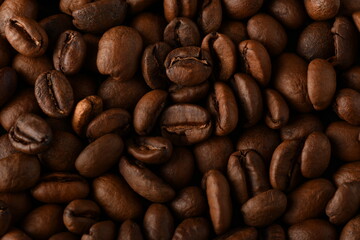 Coffee beans. Isolated on a black background.