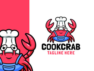 logo cartoon cute crab design vector illustration. mascot character logo