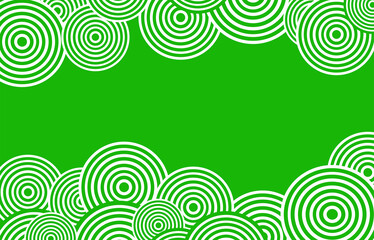 Fototapeta na wymiar Fresh green banner frame for website, app or print. Abstract circles pattern. Flat style design