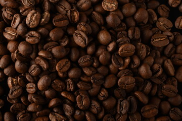 Coffee beans. Isolated on a black background.