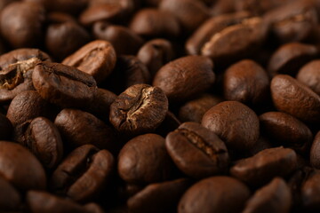 Coffee beans. Isolated on a black background.