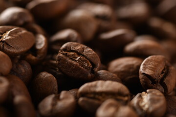 Coffee beans. Isolated on a black background.