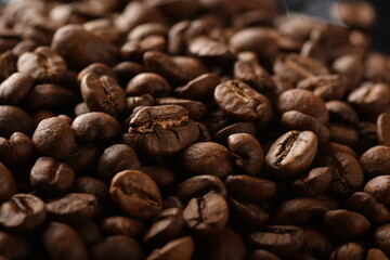 Coffee beans. Isolated on a black background.