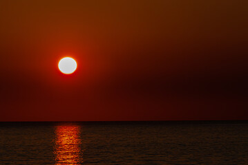 Tyrrhenian sea, Lazio, Italy. Spectacular sunset on the Gaeta promontory