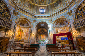 Fototapeta na wymiar Church of Santa Maria di Loreto near Venezia Square in Rome, Italy. 