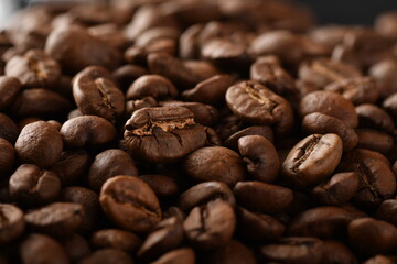 Coffee beans. Isolated on a black background.