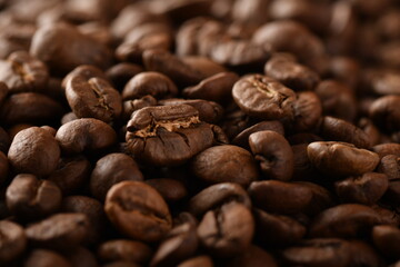 Coffee beans. Isolated on a black background.