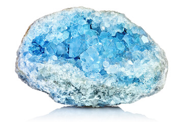 Sky Blue Celestine Crystal Stone macro mineral gemstone. Natural Azure rough Celestite crystals...